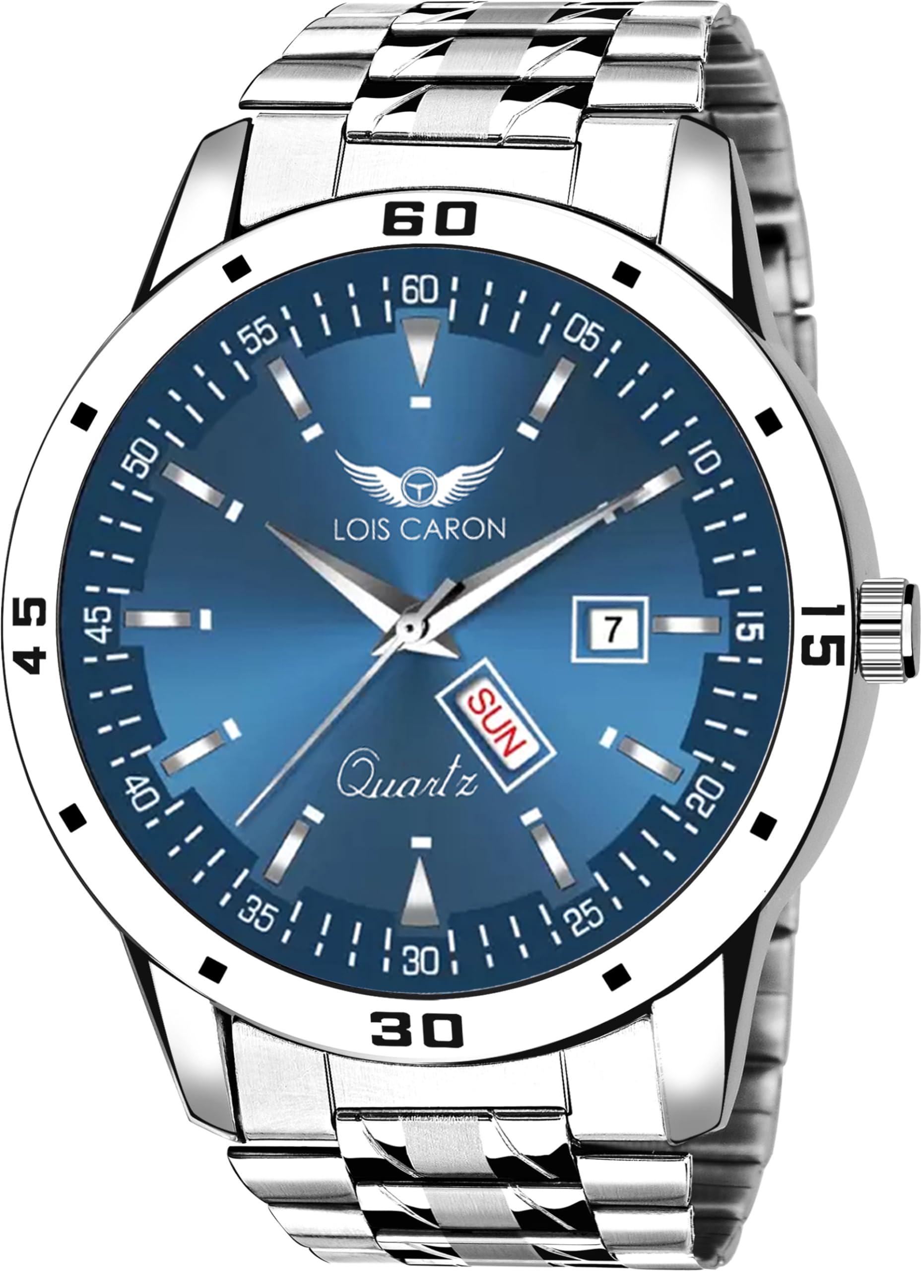 LOIS CARON Stylish Trending Working Day and Date Series Stainless Steel Chain for Boys Analog Watch - for Men (LCS-8319) (B0D47229N8) Amazon Price History, Amazon Price Tracker
