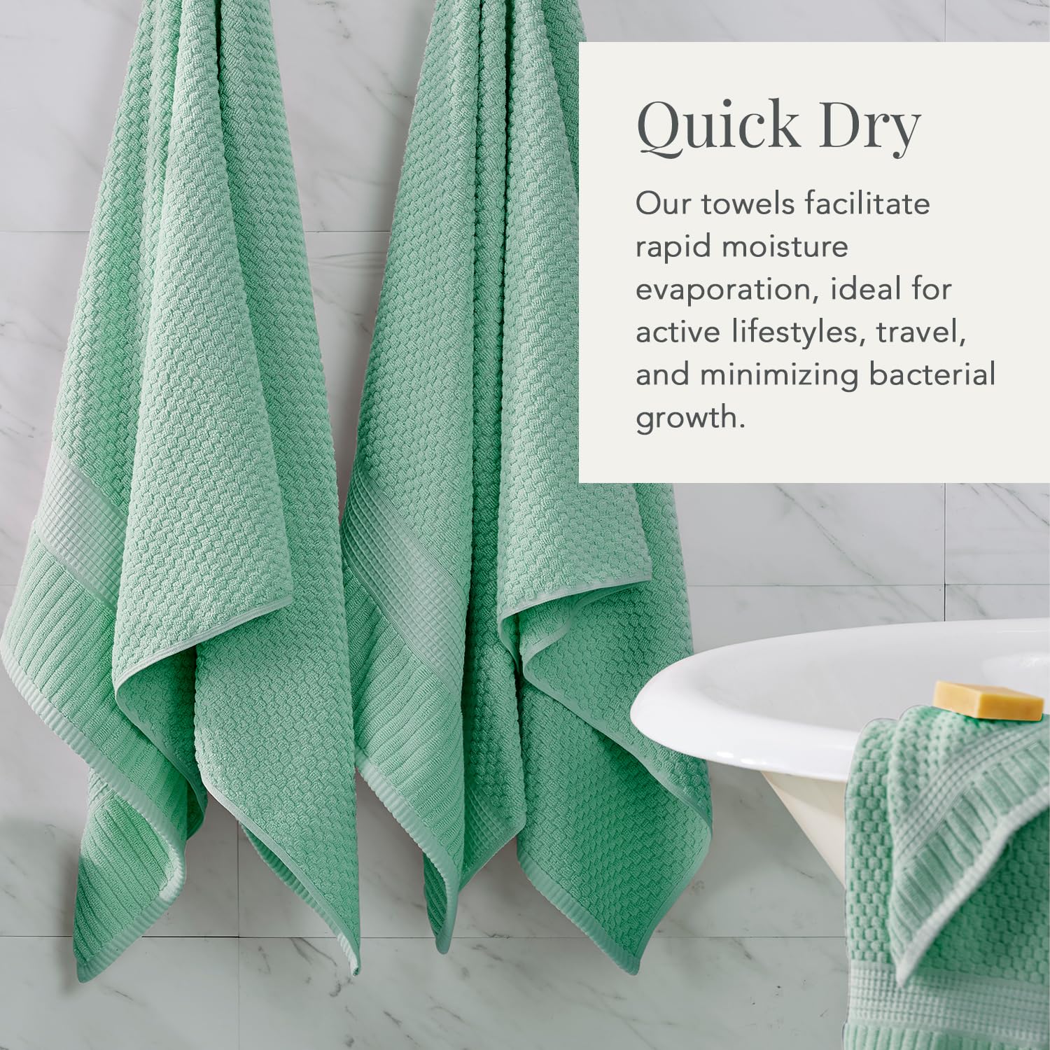 NY Loft Trinity Collection Set de 6 toallas de mano, 100 % algodón, con textura y resistentes, muy suaves y absorbentes, de secado rápido, 40,6 cm x 71,1 cm, verde wasabi