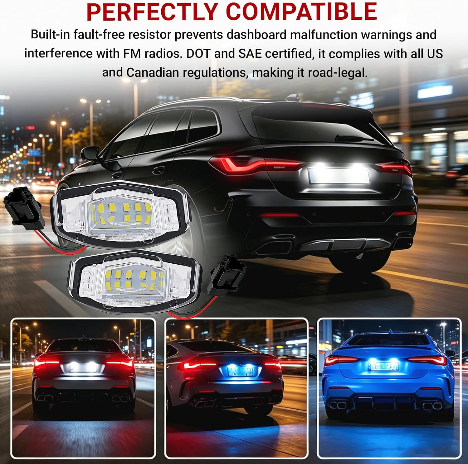 2PCS LED License Plate Light, 18-SMD LED Number Plate Lamps, 6500K White Super Bright Tag Lamp Assembly, Compatible with Honda Accord Sedan Odyssey Civic Pilot & Acura MDX TSX TL ILX RDX RL