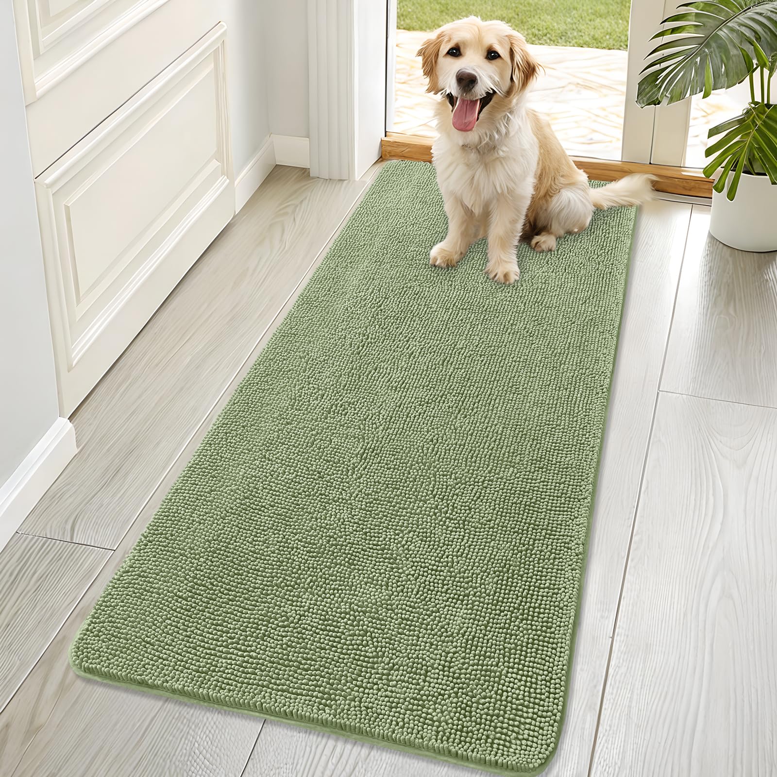 OLANLY Dog Door Mat for Muddy Paws 70x32, Super Absorbent Chenille Mud Mat