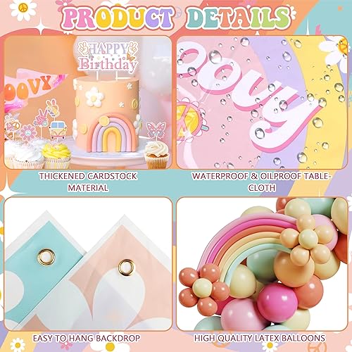 Miniatura 4 de Decoraciones de fiesta geniales, 112 piezas de decoraciones de cumpleaños geniales que incluyen pancarta, mantel de fondo, decoración de pasteles,