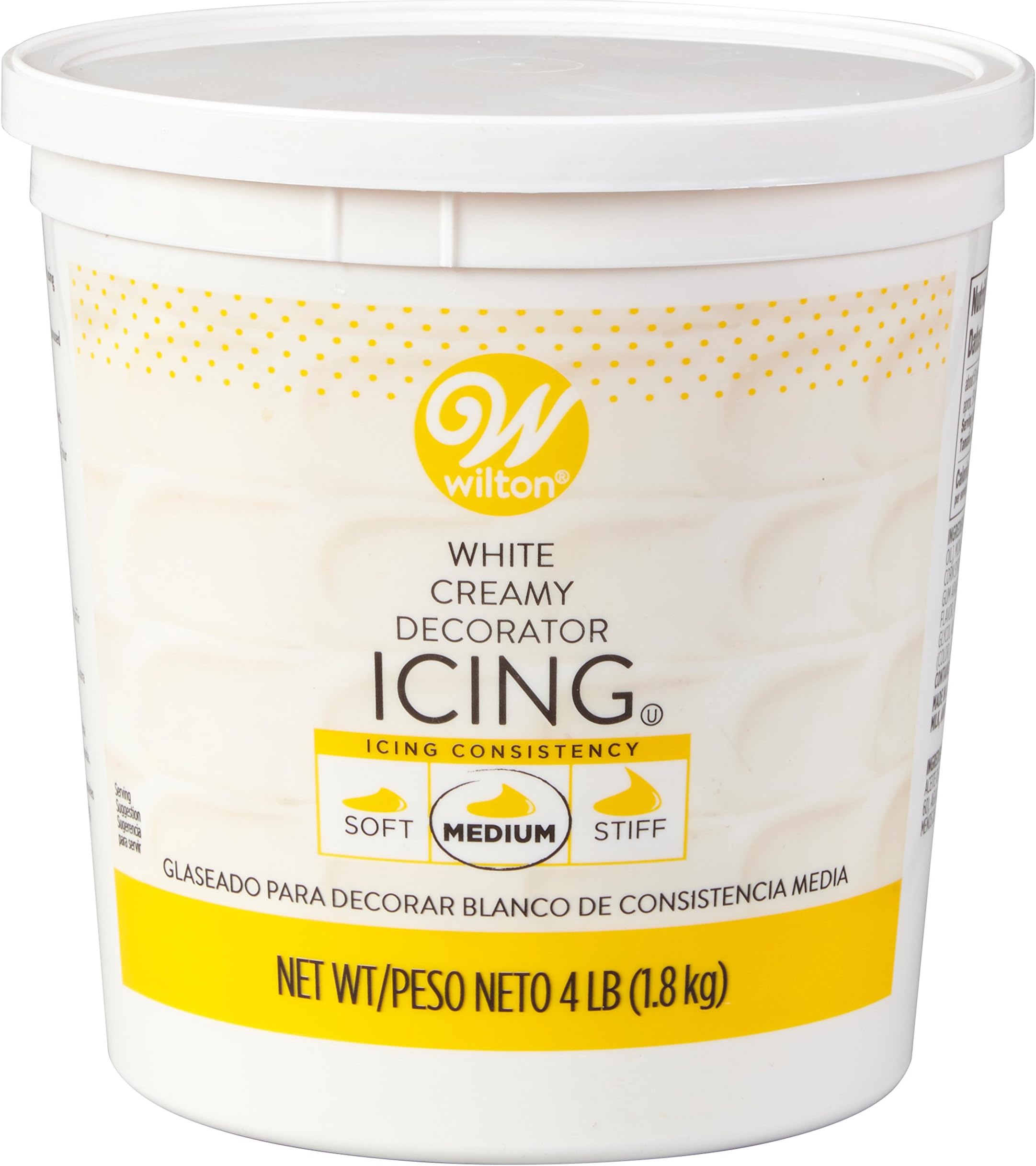Wilton Creamy White Decorator Icing,Medium Consistency,4 lb. Tub, Cake Decorating Supplies