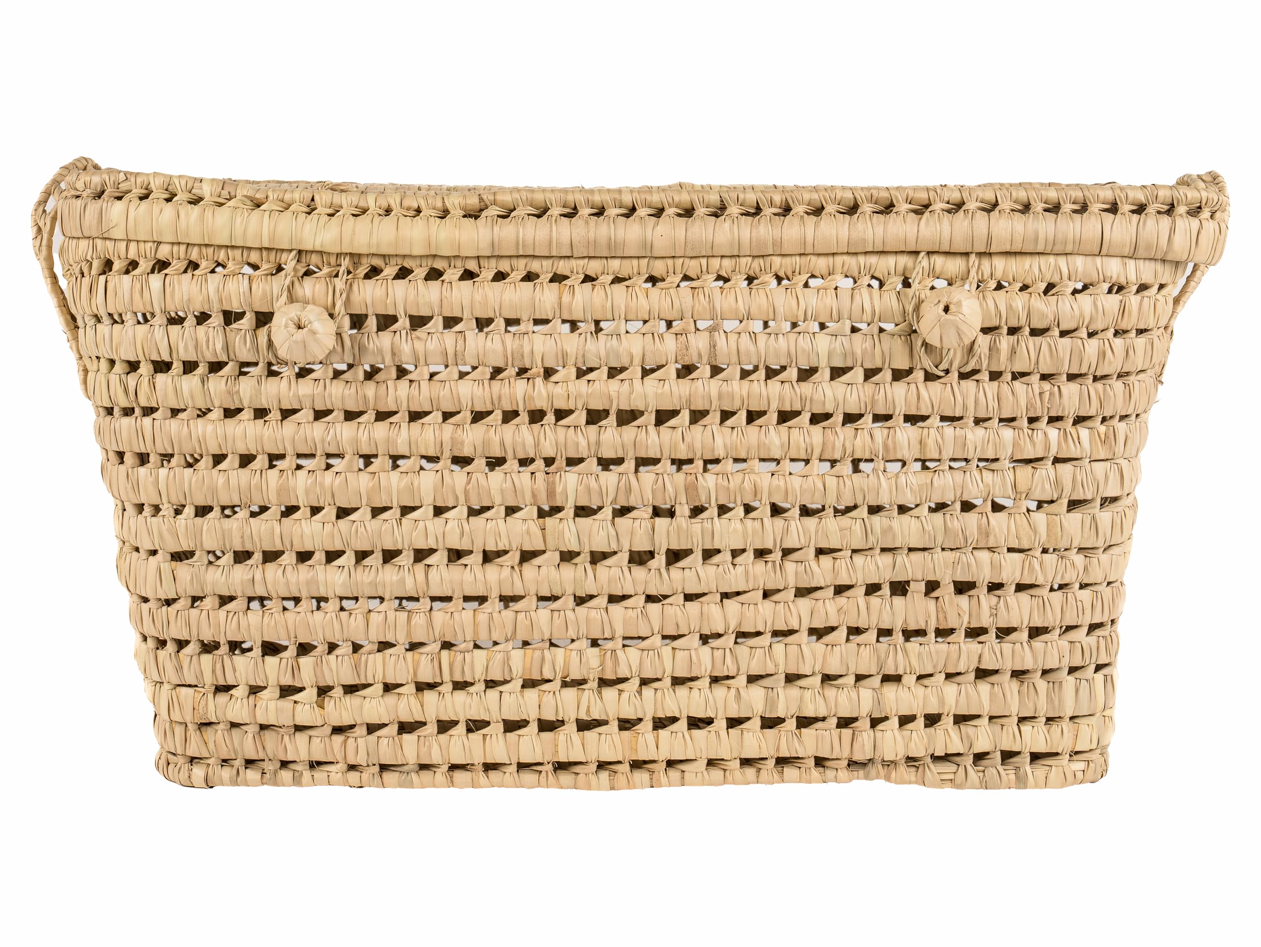 Cesta de Almacenamiento de Hoja de Palma Natural, 60 cm, Organizador Tejido, Baúl de almacenaje para Juguetes, Cofre de Mimbre