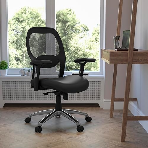 Miniatura 10 de Flash Furniture - Silla giratoria con respaldo medio y brazo ajustable Poliéster Algodón Negro