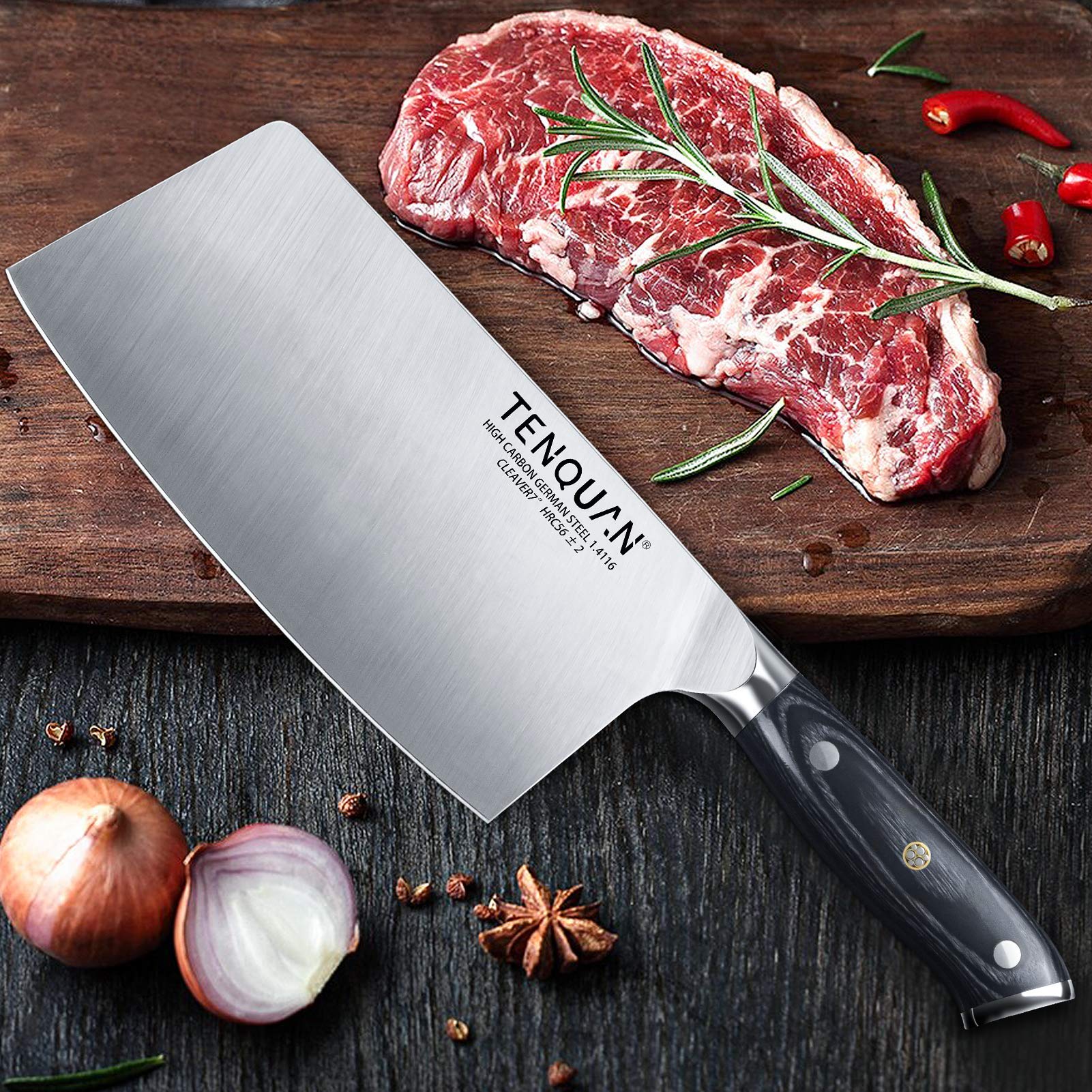 Amazon.com: TENQUAN Chinese Chef's Knife Cleaver 7 inch High