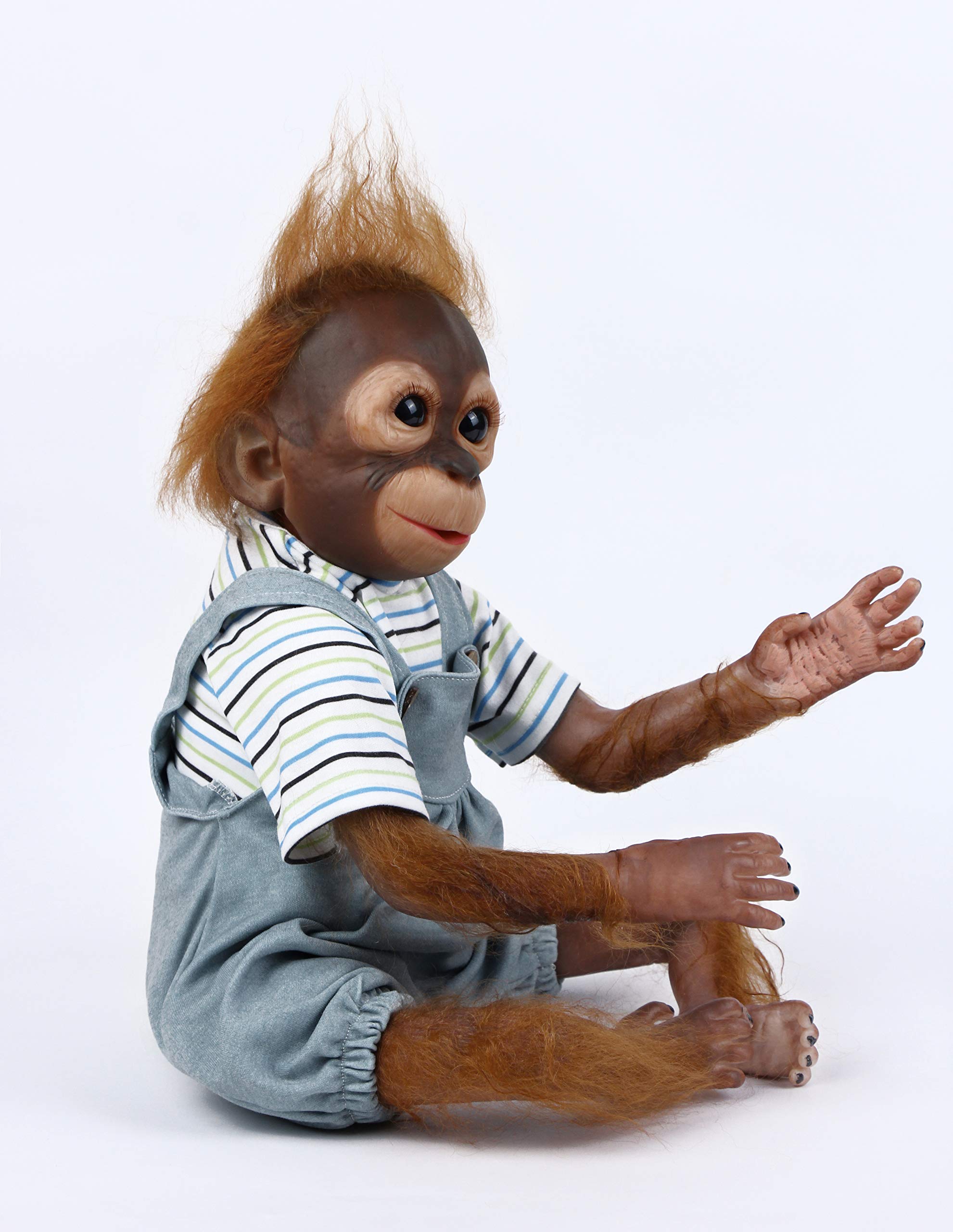 JIEBOTE Reborn Dolls 22 Inch 55 cm Reborn Baby Monkey Realistic Handmade Reborn Dolls Newborn Baby Doll, Brown, 22 inches - Image 2