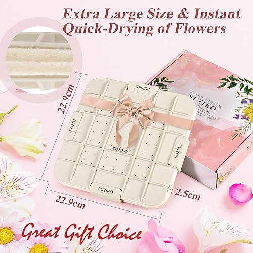 Miniatura 2 de Suziko Prensa de flores actualizada de 9 pulgadas (9.1 in) prensa de flores para microondas grande con marco de fotos para prensar rápidamente,