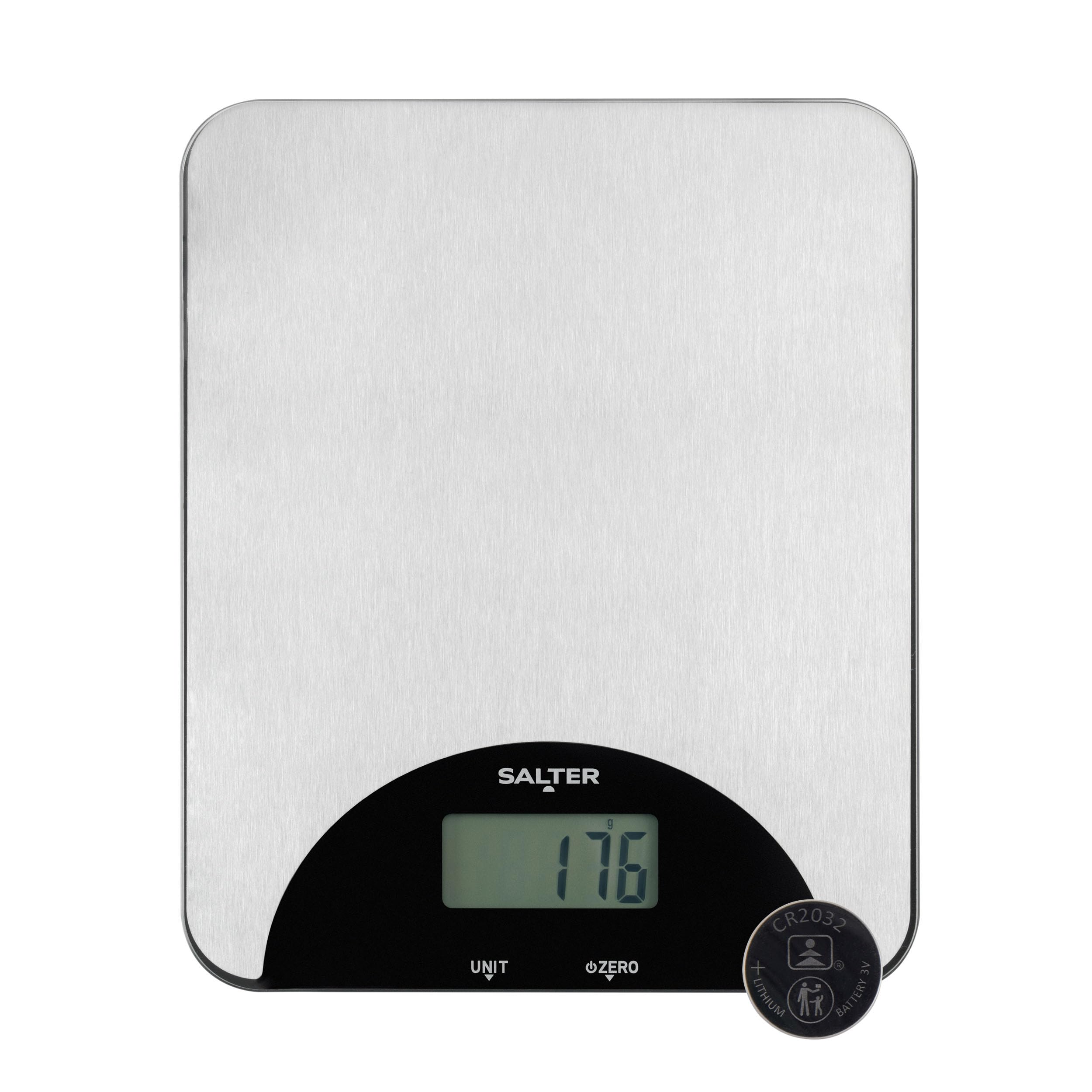 SalterStainless Steel Electronic Scales - Kitchen Weighing Bowl, LCD Display, Measures Liquids, 5 kg / 11 lbs Maximum Capacity, Multifunctional, Perfect for Home Baking, Cooking, Digital Display