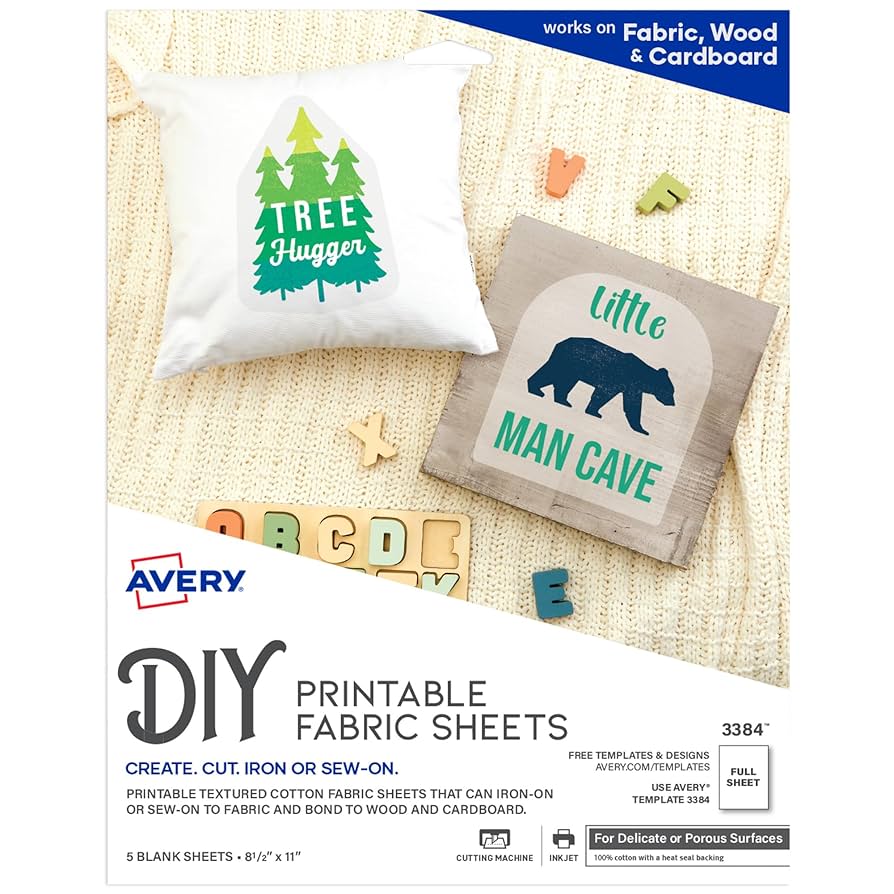 Amazon.com : Avery Printable Fabric Sheets, 8.5 amazon-com-avery-printable-fabric-sheets-8-5-x-11-inkjet-printer-5-iron-on-transfer-sheets-3384-fabric-iron-on-transfers-arts-crafts-sewing