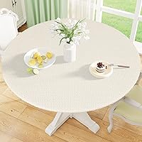Vista 39 de Misaya - Mantel redondo ajustable con borde elástico, 100% impermeable y resistente al aceite, mantel de plástico con respaldo de franela de vinilo
