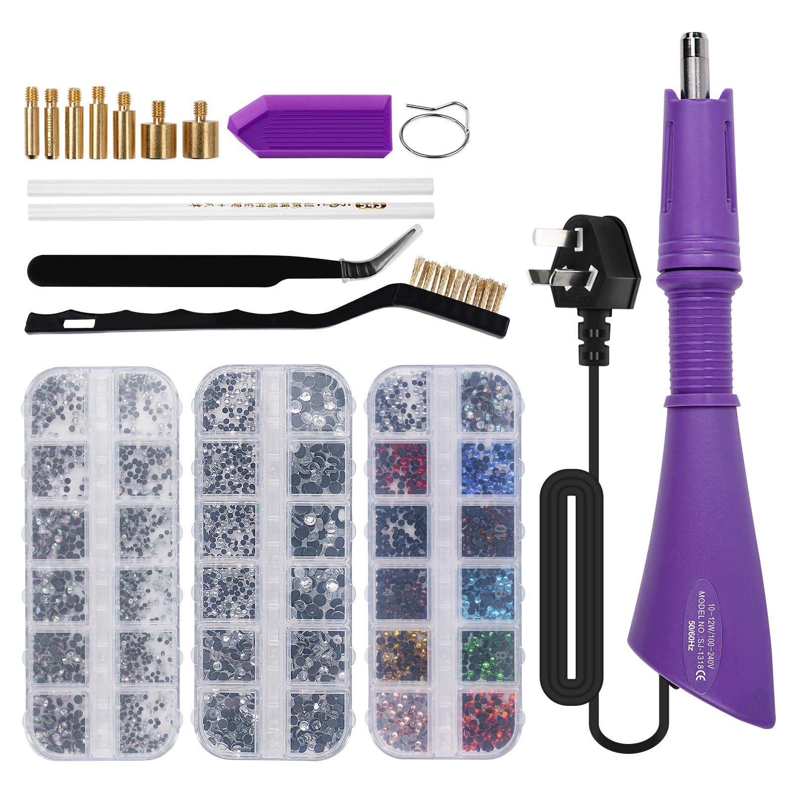 LetCart Hotfix Rhinestone Applicator Kit - Professional Bedazzling Tools with 1500+ Gems for Clothes, DIY Crafts & Textiles (Purple Wand, Storage Bag)