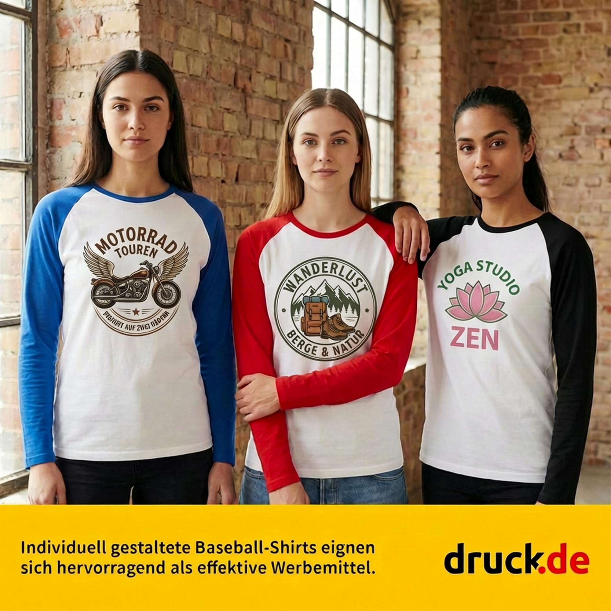 Baseball Langarm Shirt Damen Bedrucken - Foto und Text | Damen Baseball Langarm Shirt personalisieren und bedrucken lassen, mit Foto und Text selbst gestalten