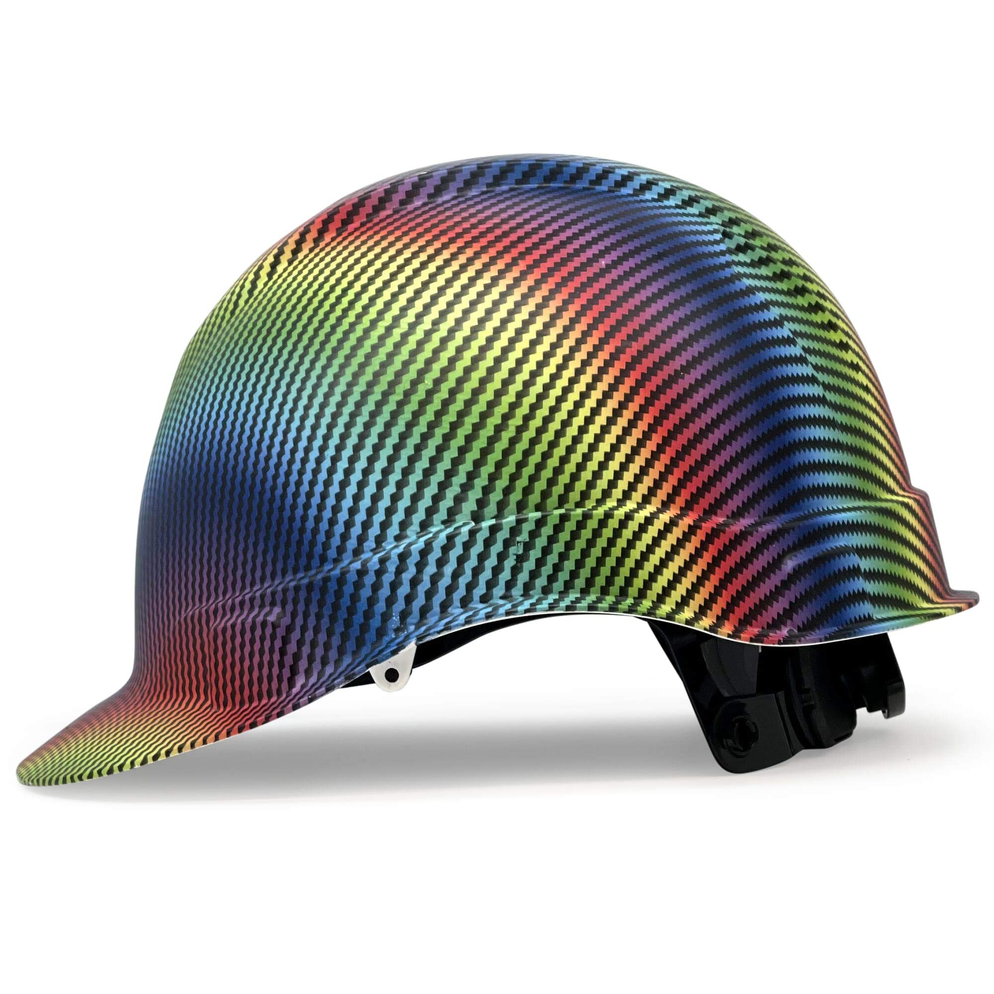 ACERPAL Cap Style Hard Hat OSHA Construction Work Approved Safety Helmet, Rainbow Refraction, Carbon Fiber Custom Design Hard Hats, Cascos De Construccion , 6 Point Adjustable Ratchet Suspension