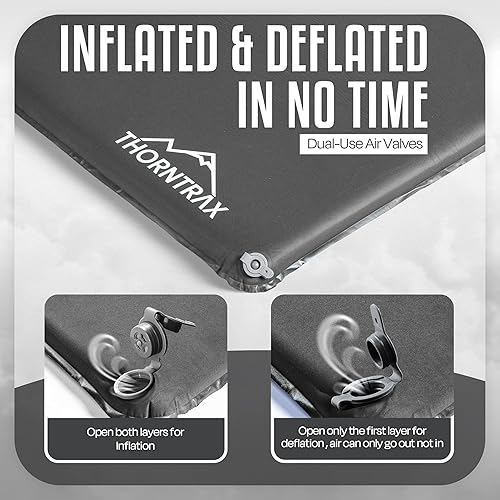 Miniatura 5 de Throntrax - Colchoneta de dormir para campamento, ultraligera con almohada integrada, 3.1 pulgadas de grosor, autoinflable y adecuada para todas las