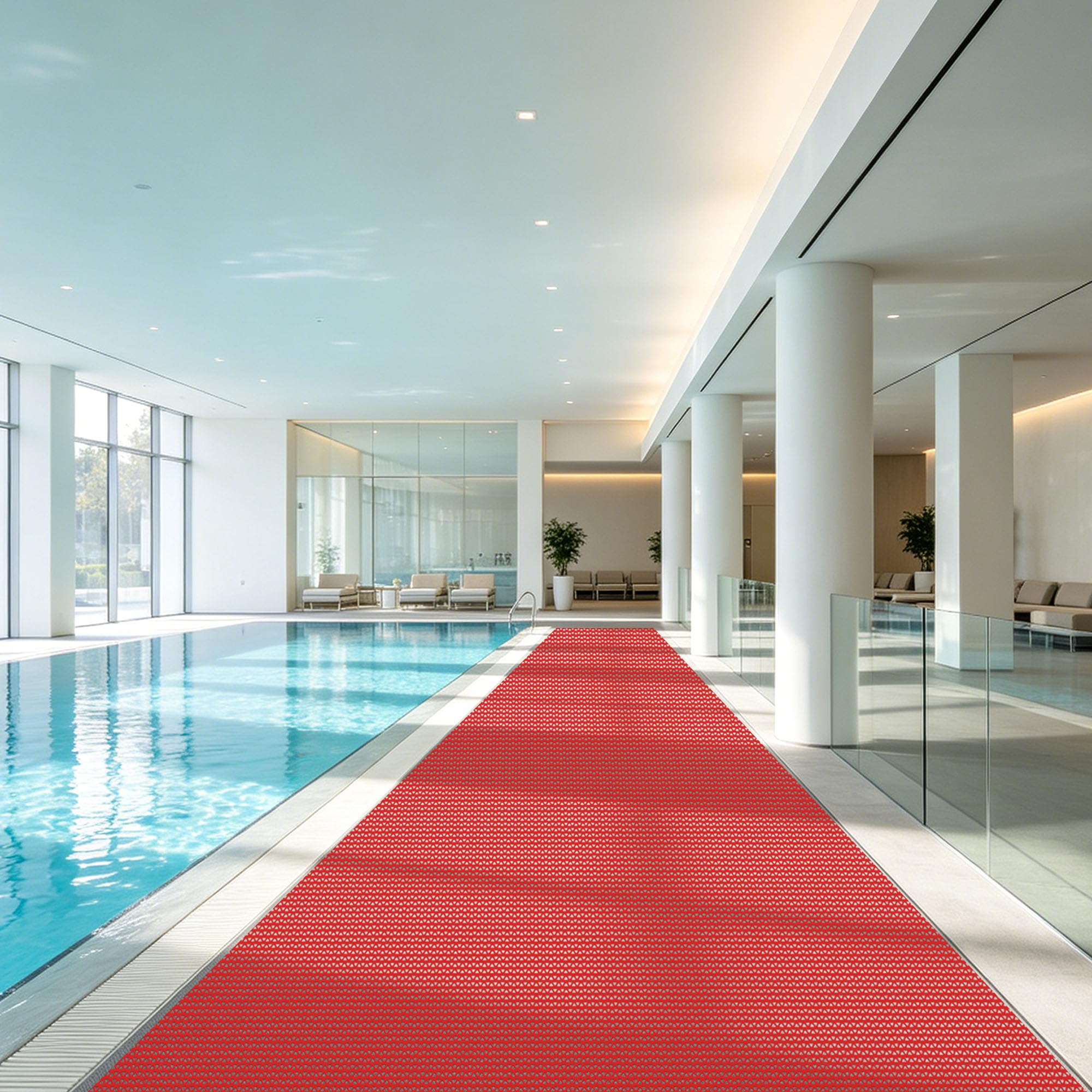 XIAOMEI Alfombra de baño y piscina antideslizante roja 120x150