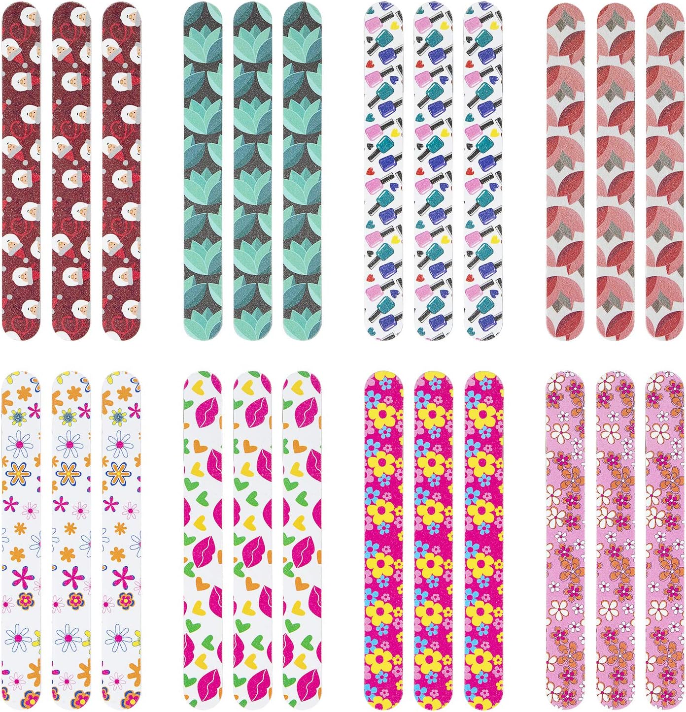 Waloden 24PCS Nail Files Double Sided Beauty Care Sponge Nail Buffering Files Professional Nail File Manicure Tools 8 colors