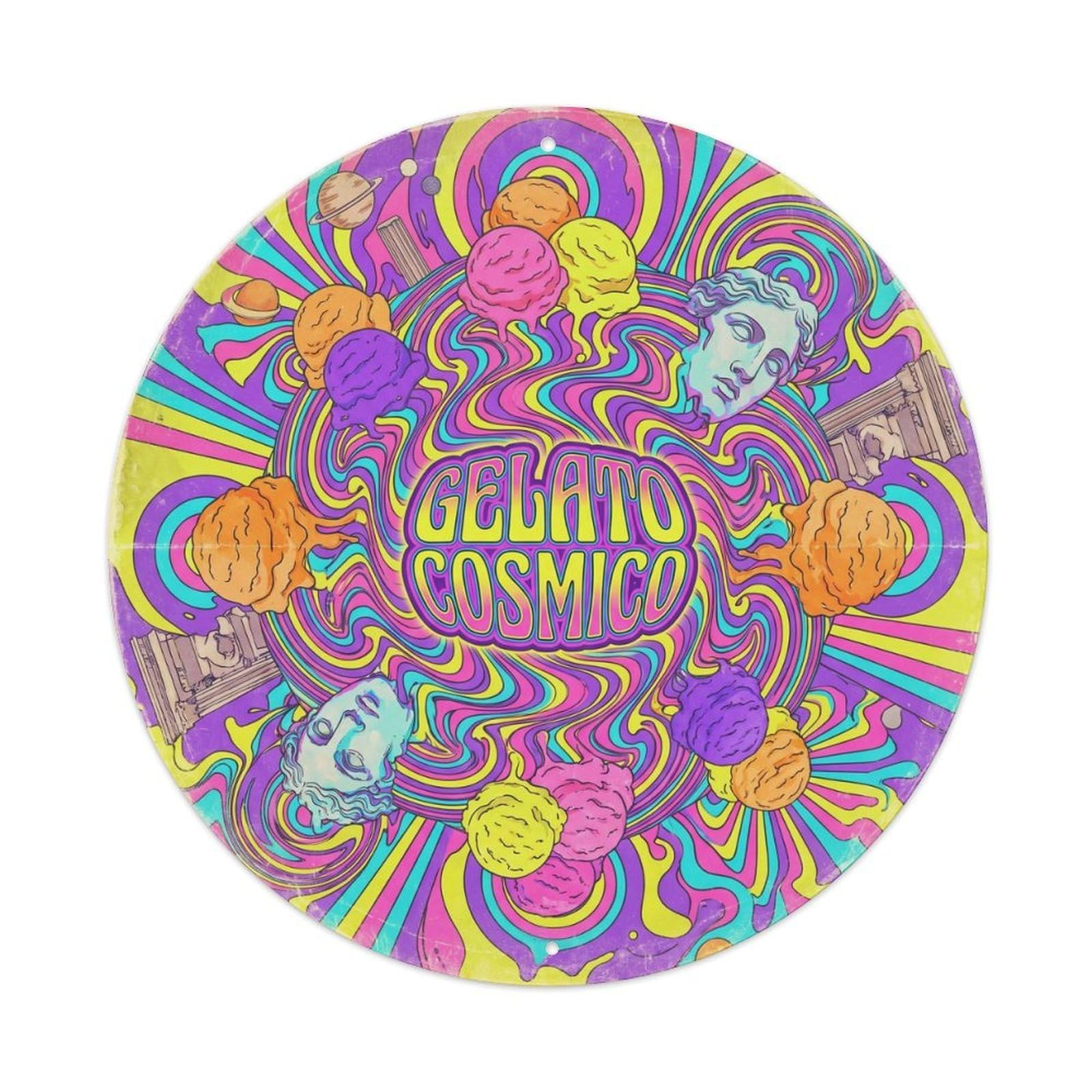 Gelato Dessert Psychedelic Sweet Shop Culture Vintage Metal Tin Sign Plaque Wall Decor for Cafe, Club Bar, Office, Garden Metal Poster 8x8Inch