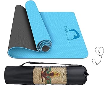 Bodylastics Yoga Mat for Men and Women with Carry Bag TPE 6ft x 2ft x 6mm Large Size Anti Slip & Anti Tear Workout Mat - image, photos