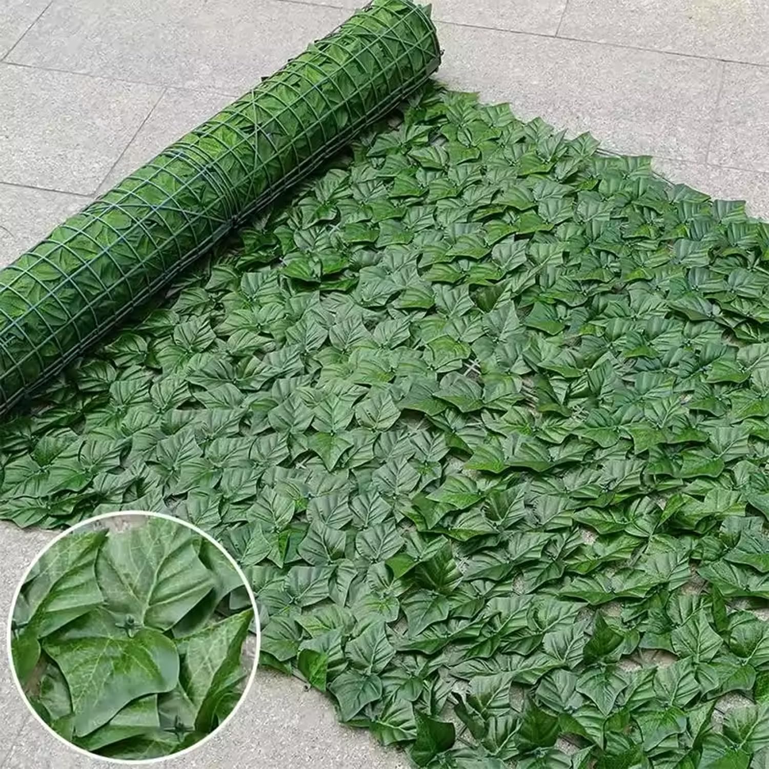 Seto Artificial Ocultación Jardín en Rollo 3x1 m Pantalla de Valla de Privacidad de Hiedra Artificial para Terraza Balcón Exterior Decoración de Hojas Verde (300x100 cm (C))