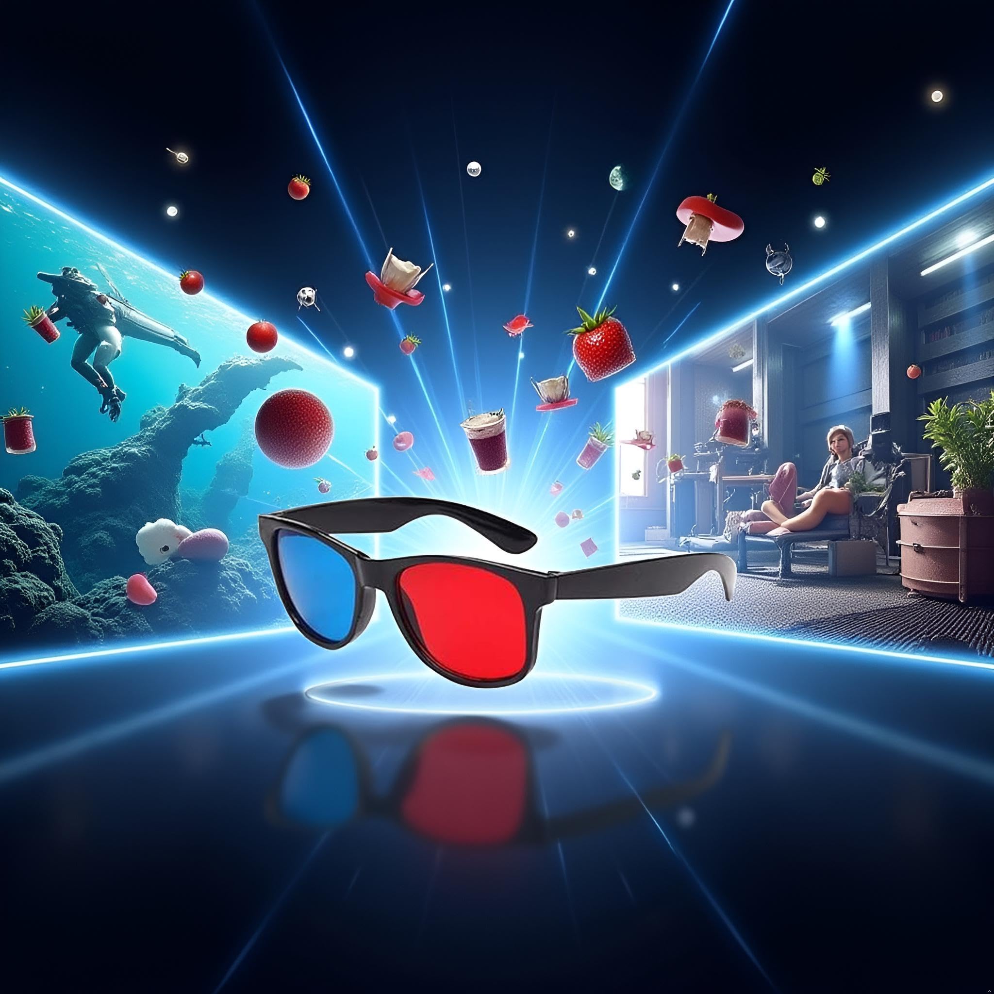 1 gafas 3D rojas y azules, gafas de visualización 3D, marco universal de vídeo dimensional de película de TV, gafas 3D, gafas de juego de DVD, diseño simple ligero, televisores y videos, accesorios
