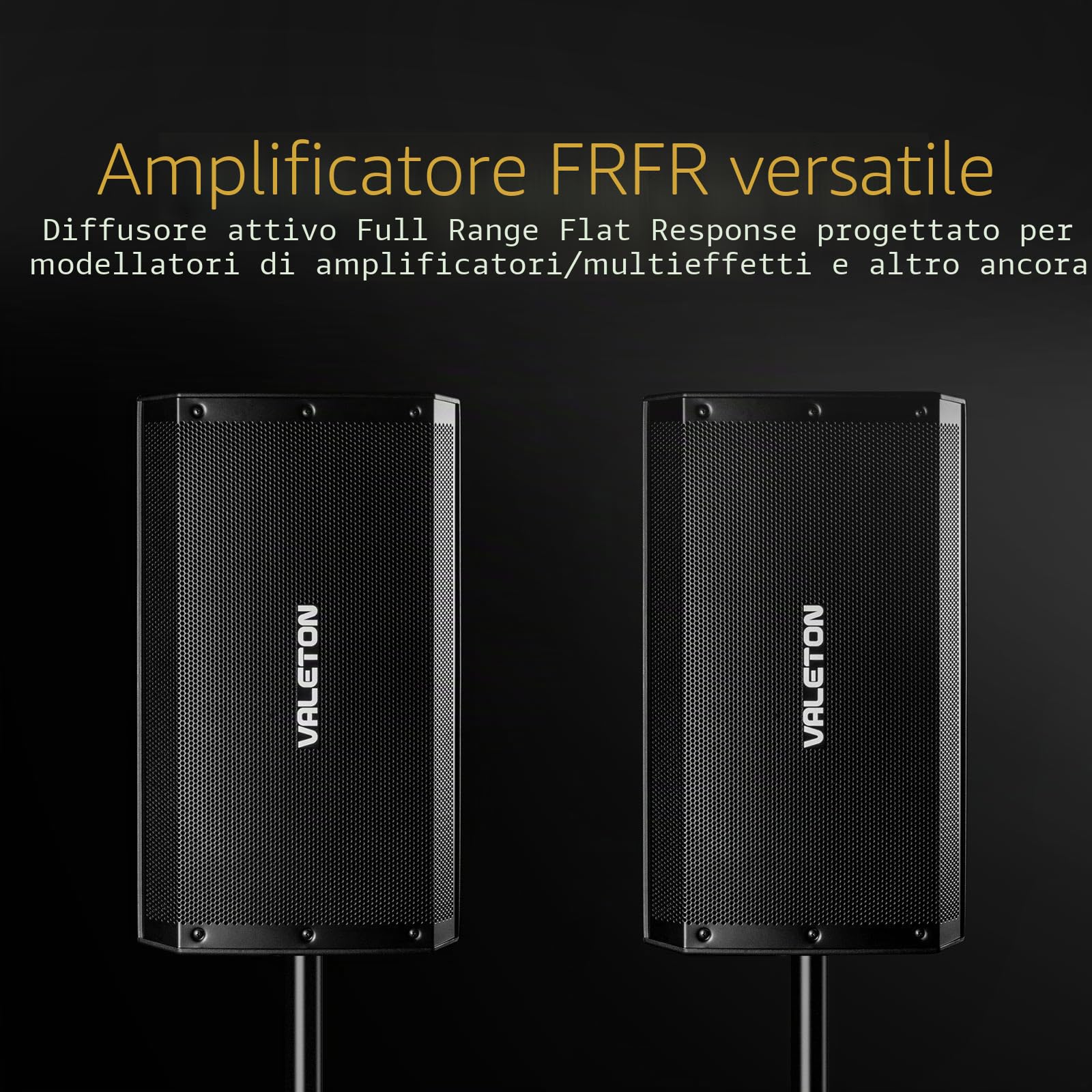 VALETON Altoparlante attivo PA da 10 pollici a 2 vie FRFR 1300 Watt altoparlante attivo per chitarra, basso, multi FX e modellatori amplificatori con cavo per chitarra a spirale