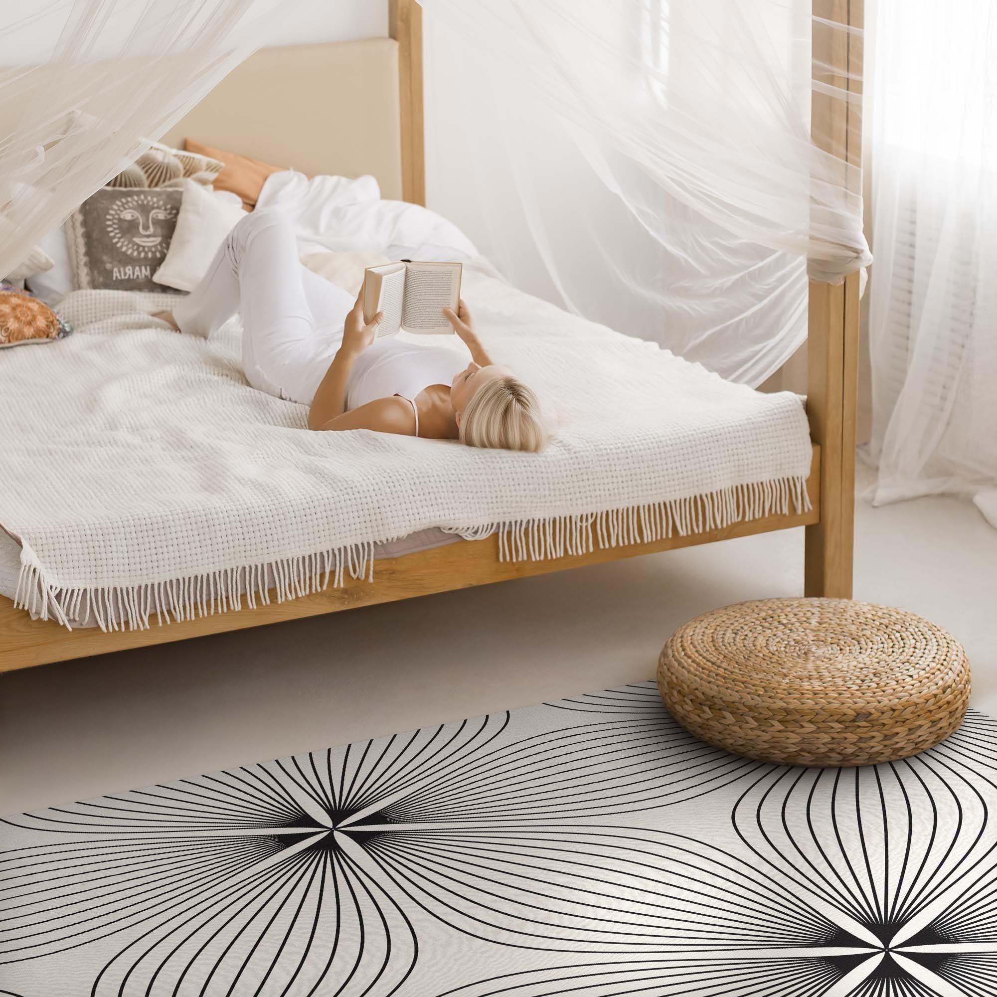 Tapis en Forme de Vinyle 100x150 cm Rectangle Maison Deco Entretien Facile Résistant à la Décoloration pour Cuisine Salon Chambre l'intérieur PVC Floorart Design - Fleurs élégantes