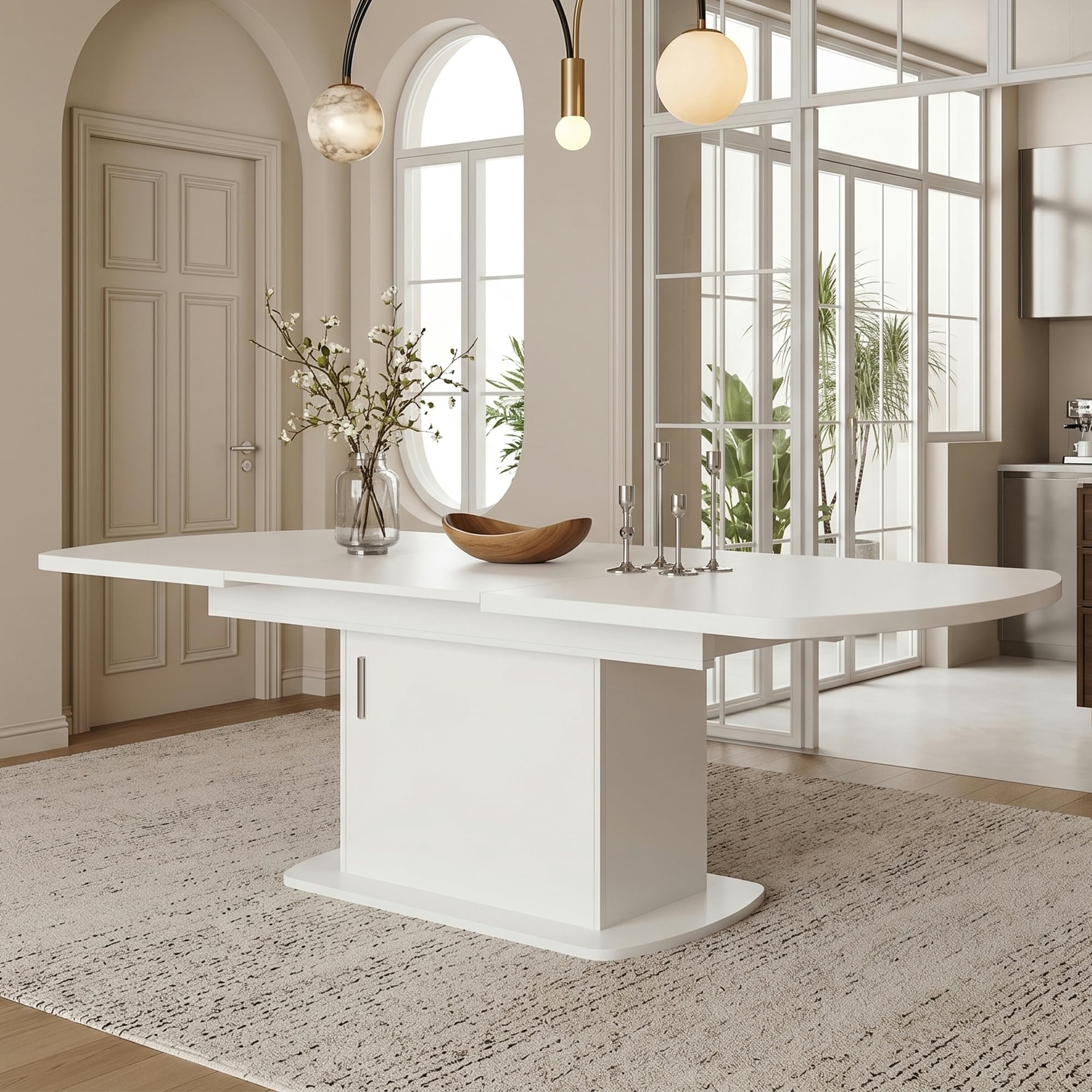 Generisch Tavolo da pranzo ovale allungabile, 140-200 x 80 x 75 cm, bianco