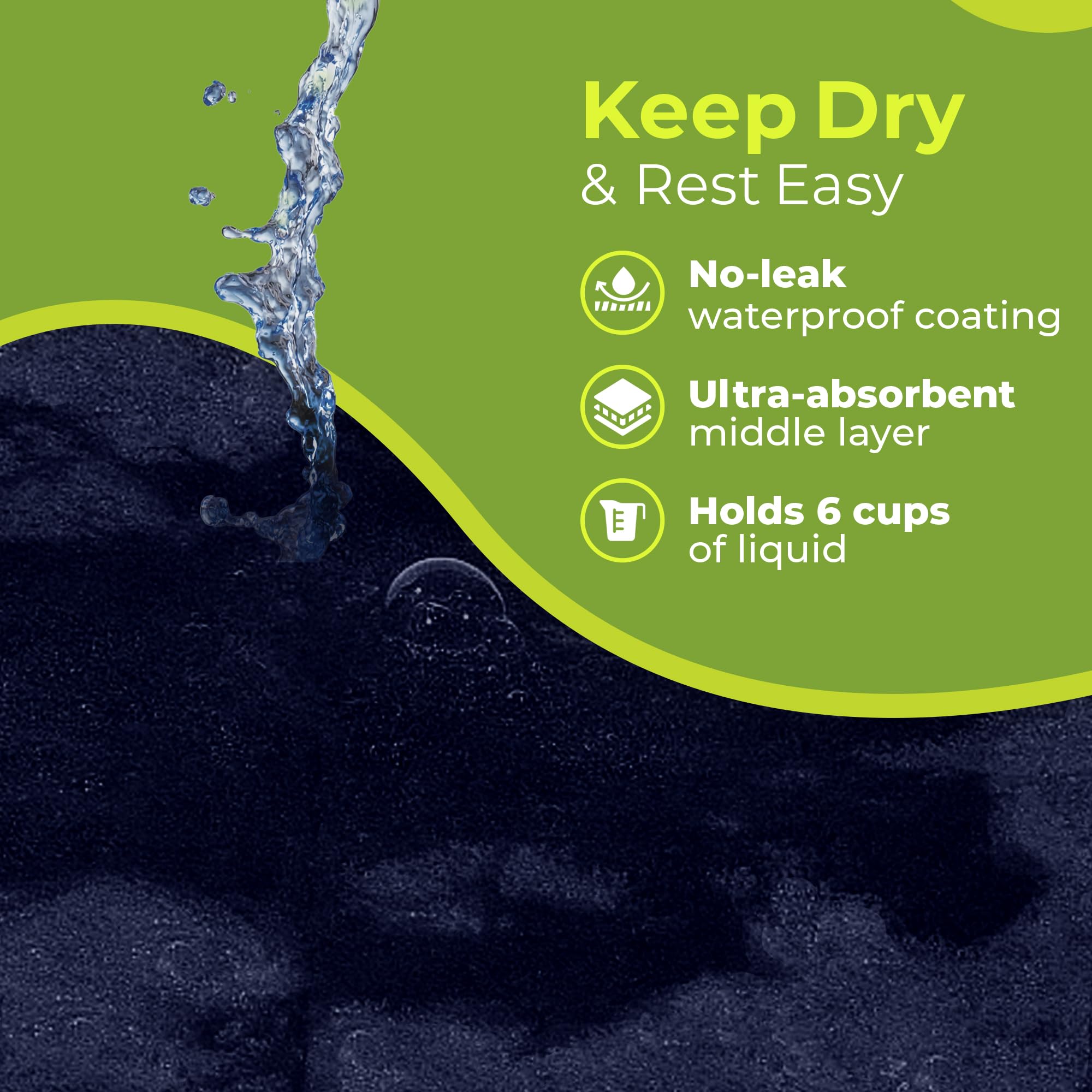PeapodMats - Colchoneta Impermeable para la incontinencia y la Enuresis - Protector Reutilizable. Colocación Segura y Transpirable. Lavable. Ecológico, 3x3 Protector de colchón y Almohadilla