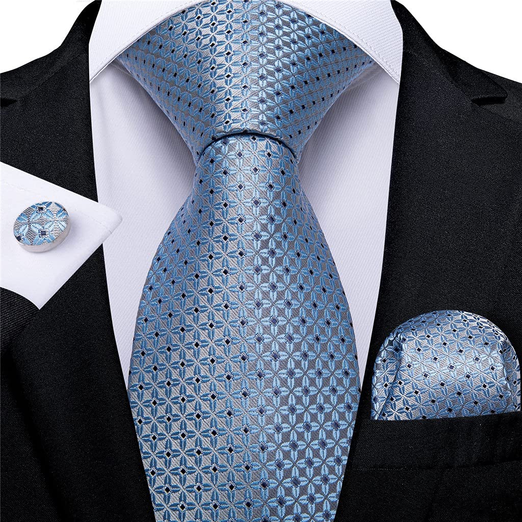 3er-Pack Herren-Krawatten-Set, Geschenkset für Männer, Blau, Grün, Rosa, Seide, Business-Hochzeits-Krawatte, Hanky-Manschettenknöpfe (Color : Blue Green Pink, Size : One Size)