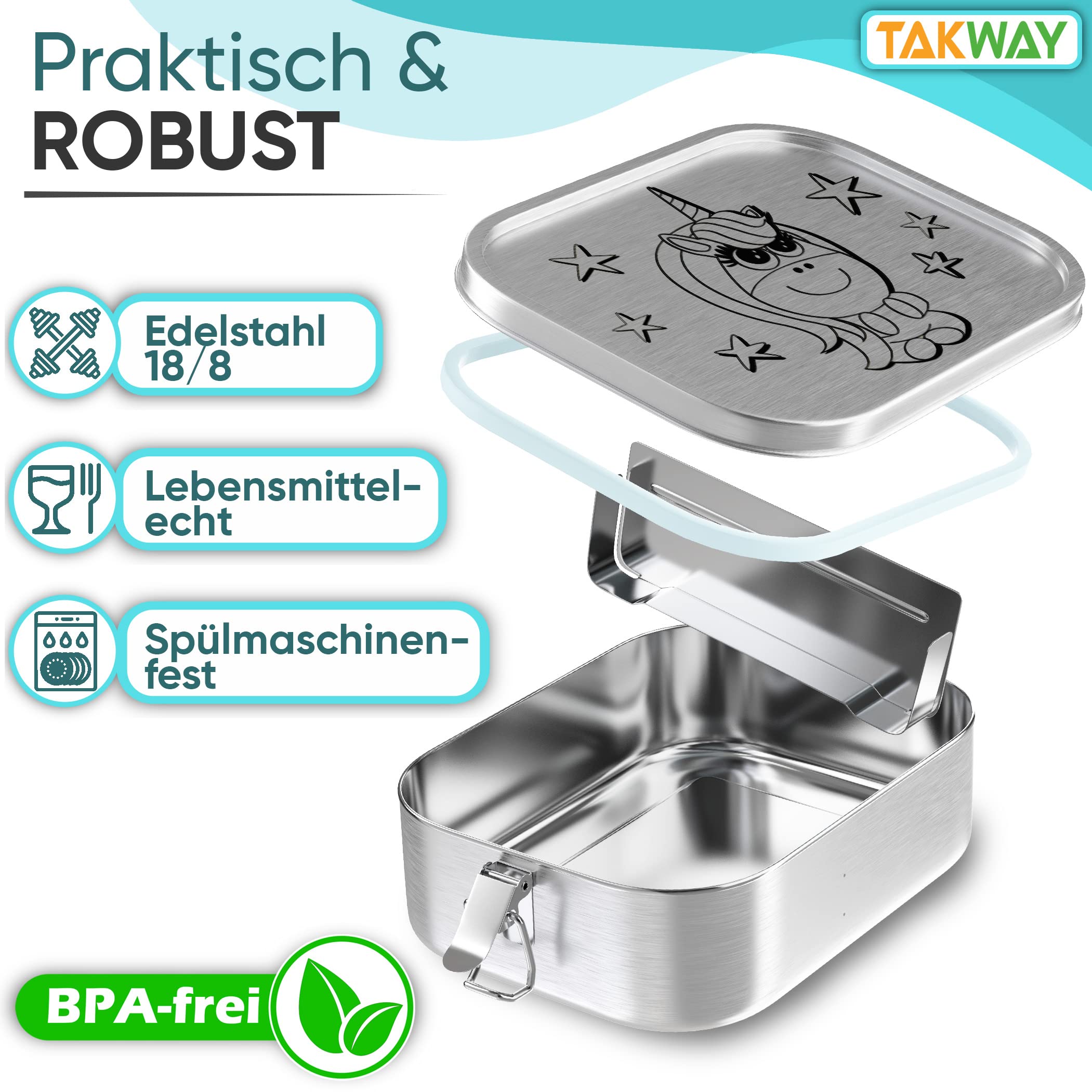 NUZAMAS Bento Box In Acciaio Inox 304 A 2 Strati 1400 Ml - Portapranzo Con Posate E Borsa Termica - Blu - Lavabile In Lavastoviglie - 2