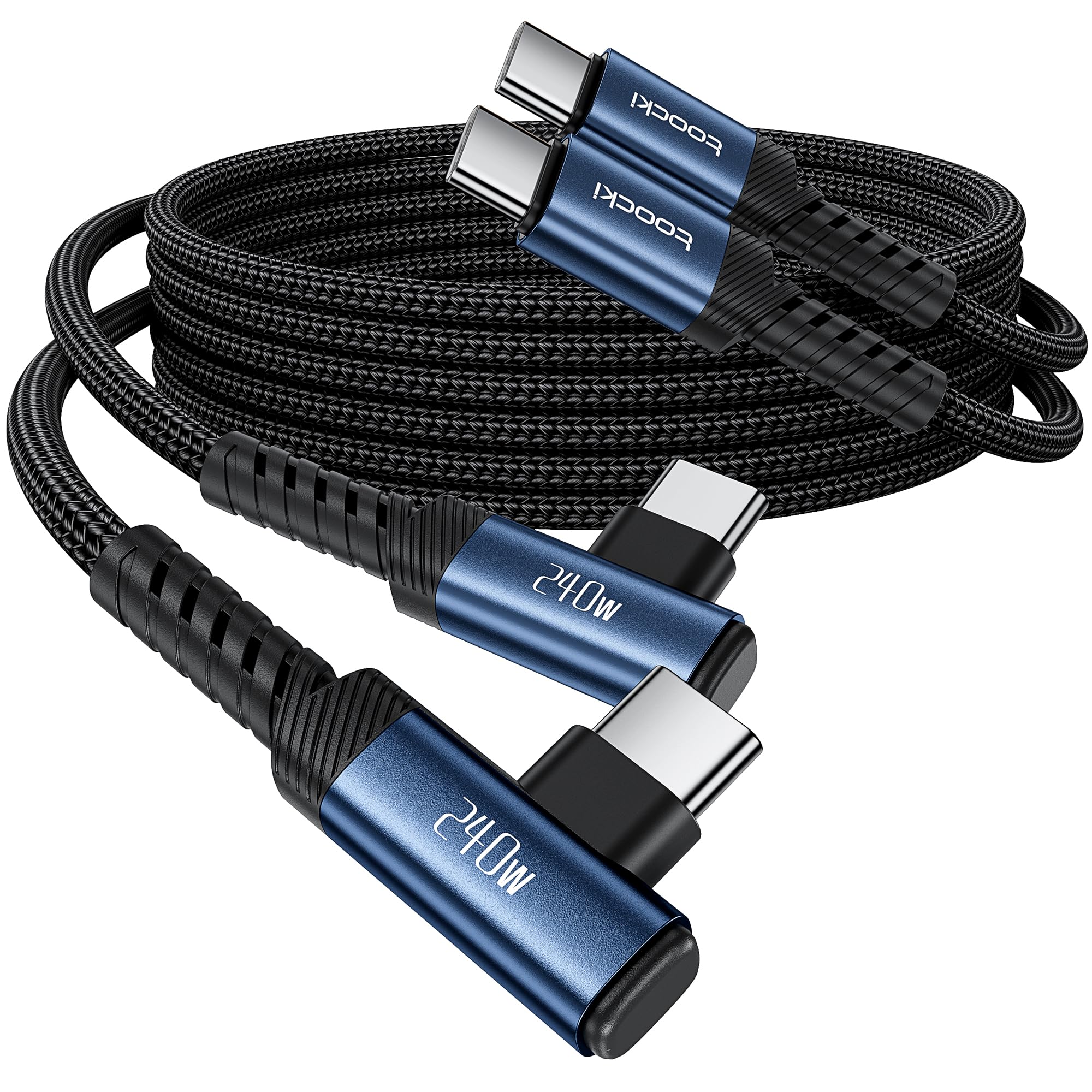 toocki Cavo USB C [confezione da 2, 2 m), 240 W, cavo di ricarica rapida tipo C, cavo USB 2.0 intrecciato in nylon per iPhone 16 15 Pro Max, iPad Pro, Samsung Galaxy S24 S23, Switch, MacBook Pro