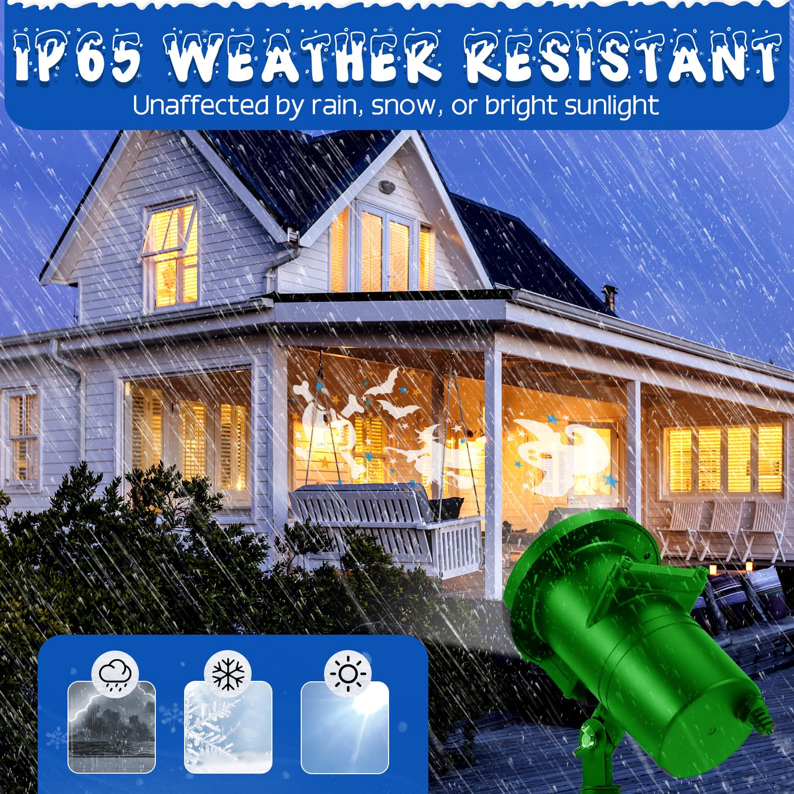 Projektor Weihnachten, Projektorlampe Weihnachten Licht IP65 Wasserdichte mit 16 Muster, Halloween Weihnachten Projektor für Außen Innen Garten Deko, Partys Weihnachten, Halloween