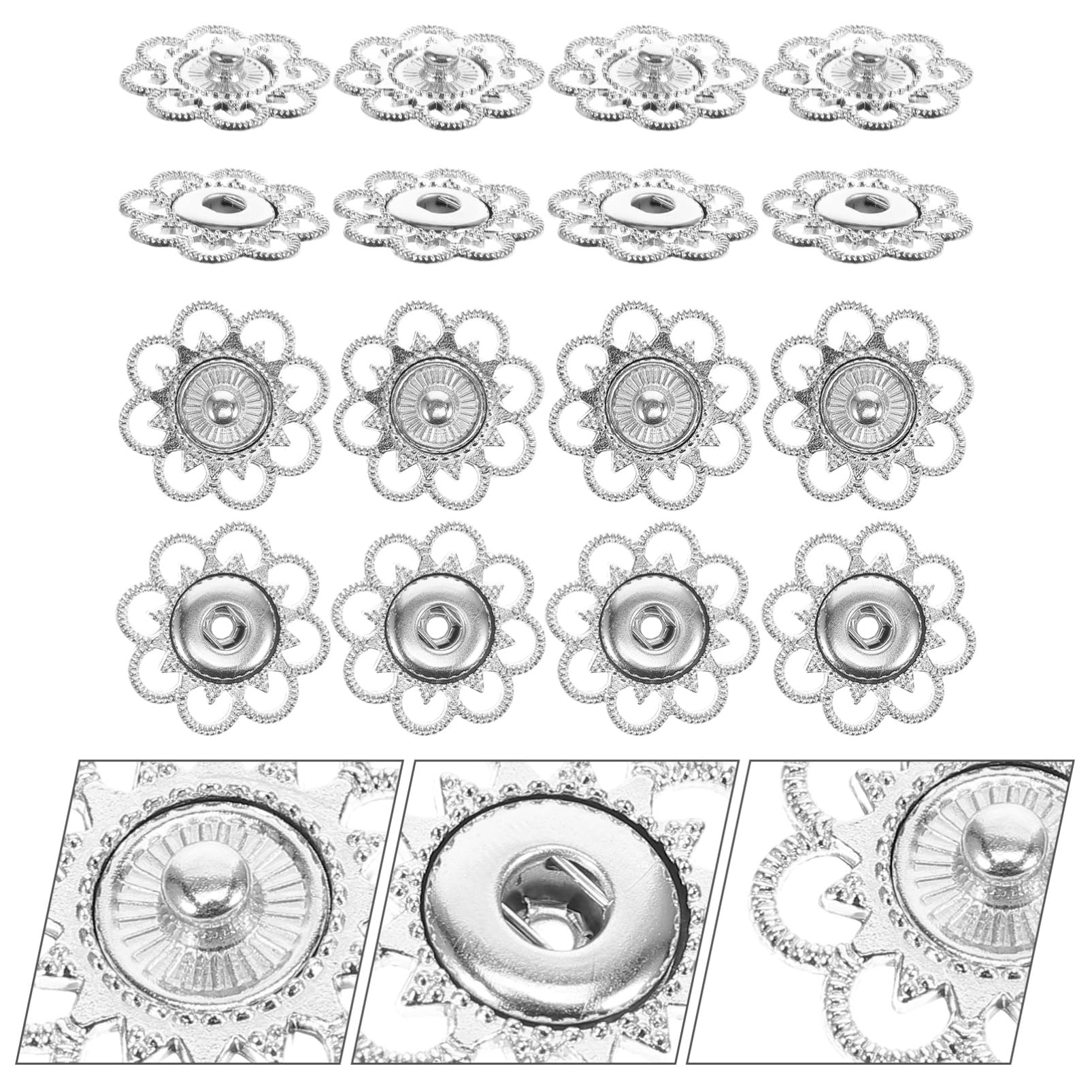 SHINEOFI 80piezas Botones De Presión Para Costura Diseño De Flor Botones Decorativos Para Abrigos y Prendas Para Manualidades y Proyectos De Costura