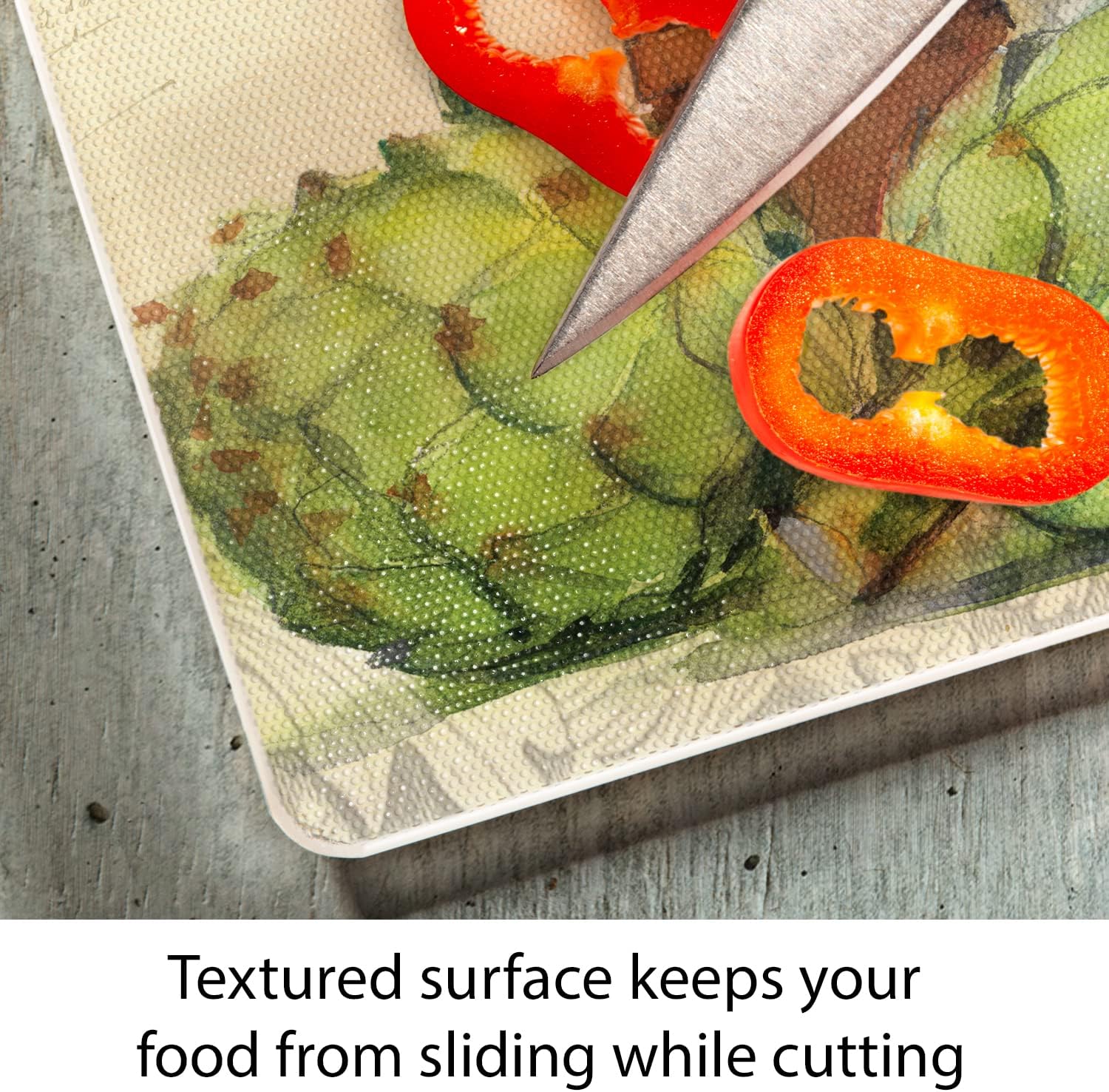 Rustic Wine Tempered Glass Cutting Board with Non-Slip Feet