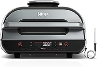 Ninja Foodi Smart XL 6-in-1 Indoor Grill & Air Fryer with Smart Thermometer, Splatter Shield - FG551 Black/Silver
