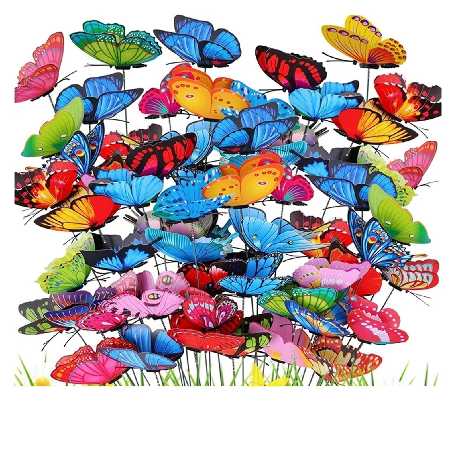 YDMHYLAI Garden Ornaments 100/10pcs Colorful Butterfly Stakes for Garden Yard, Flower Pots Decor, Soft Lightweight Portable(20PCS)