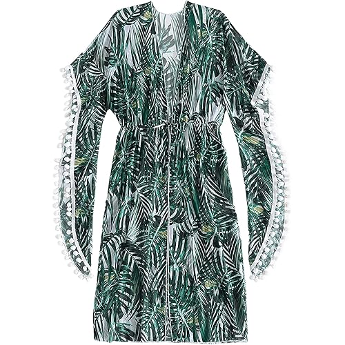 SweatyRocks Women's Tassel Kimono Fringe Cardigan Beachwear Cover up