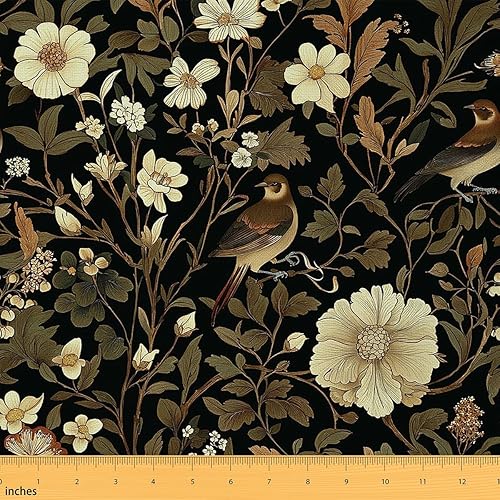 Erosebridal Dark Floral Flannel Fabric by The Yard Bird Floral