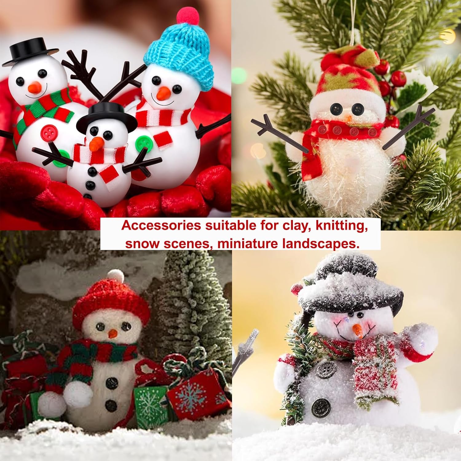 EABUY Snowman Kits, 95 PCS Snowman Craft for Kids,Snowman Decorating Kit Includes 45 Christmas Buttons, 10 Tiny Top Hats, 20 Tiny Hands, 10 Mini Carrots Noses
