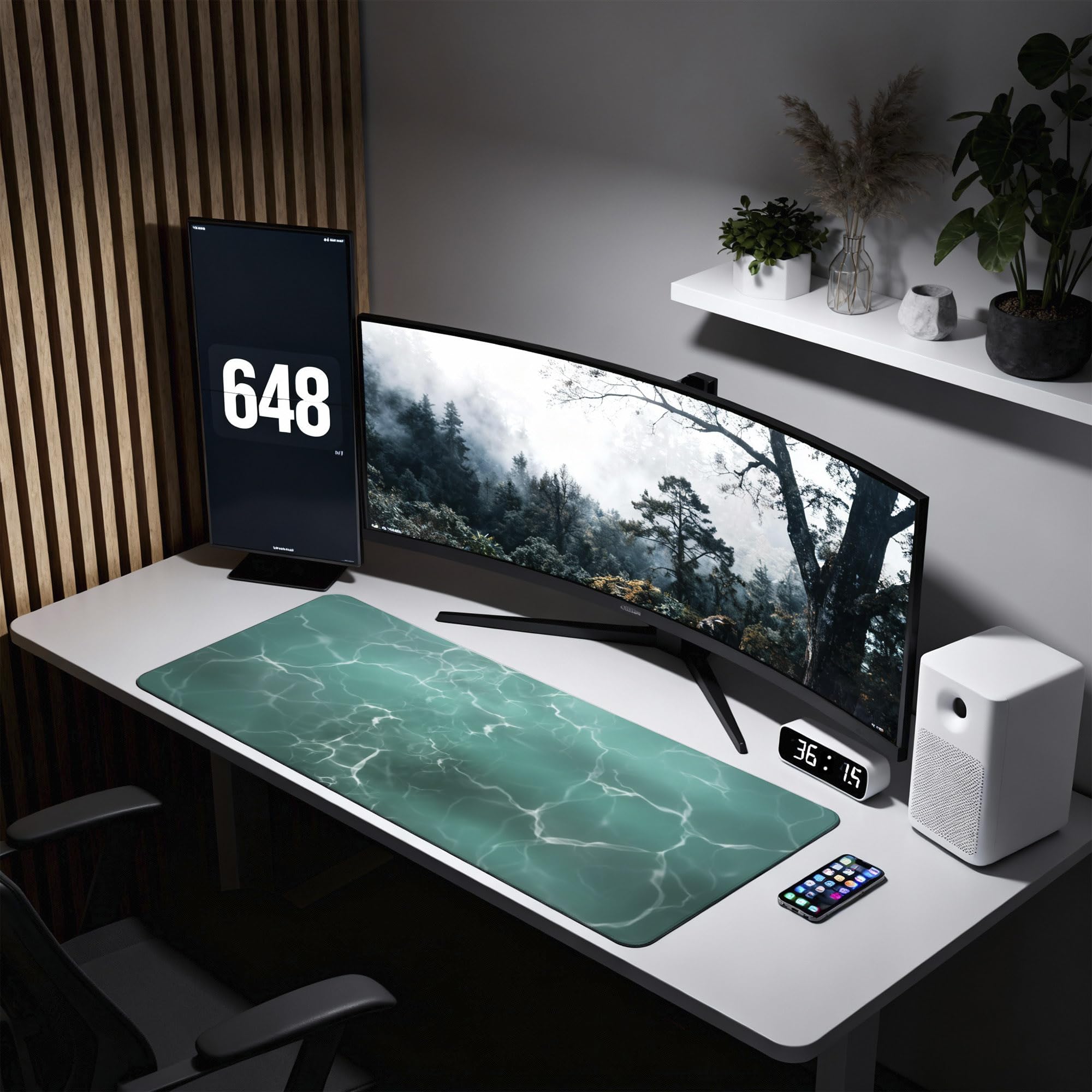 SoulAbiti Aqua Stillness Extended Desk Pad (36x14 Inch) - Wanderlust Calm Series XXL Mouse Pad - Non-Slip Rubber Base & Stitched Edges 4