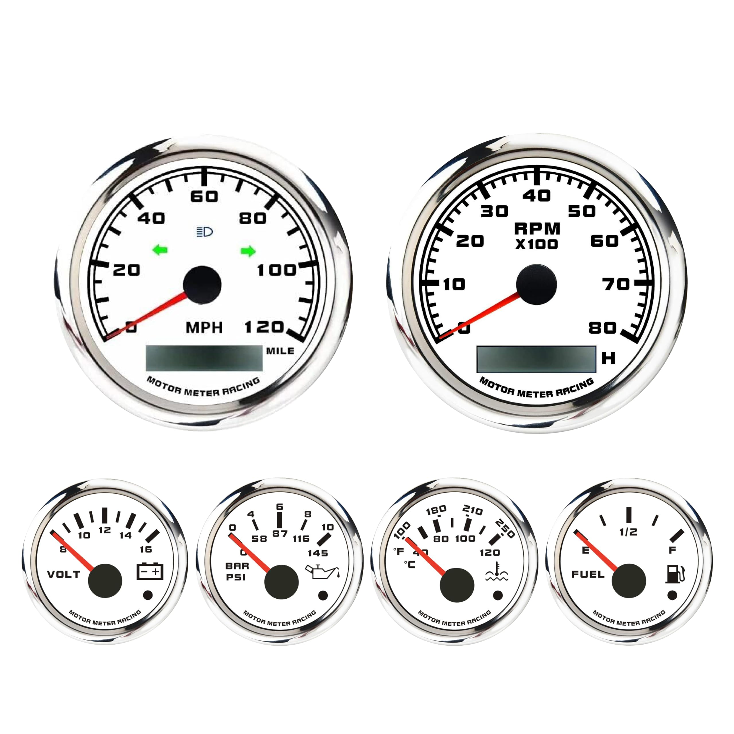 Motor Meter Racing 5 Gauge Set - Black Dial -8