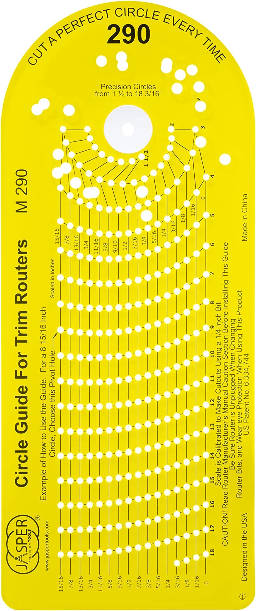 Jasper 290 Circle Jig - WOOD Magazine Grade A (ONLY Grade A) | 268 Circles 1½"-18 3/16" | Standard & PRO Models | Compact Trim Cordless Routers