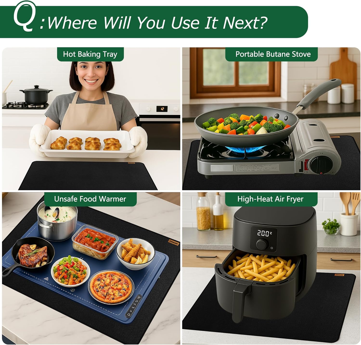 Large Fireproof Stove Top Covers for Electric Stove, Waterproof & Heat Resistant Mat for Glass Top, Stovetop Protector, Anti-Scratch, 36x24 Black