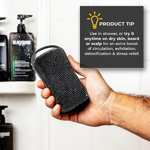 Miniatura 6 de Blackwood For Men Limpiador de barba y cuerpo de doble función, herramienta de ducha de doble cara para hombre, cepillo de mano con cerdas de