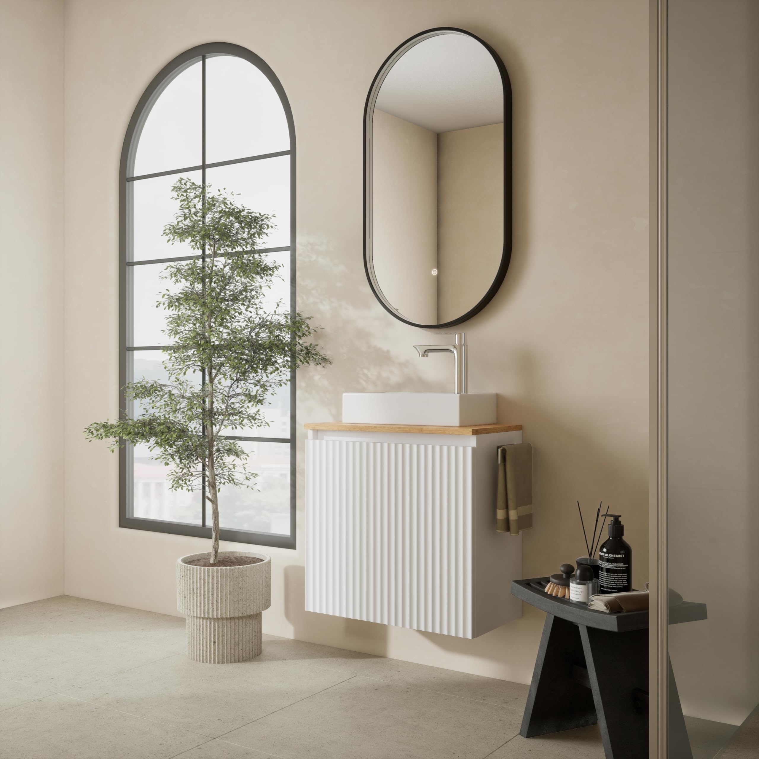 Planetmöbel Conjunto de Muebles de baño Lavabo con Mueble bajo 56 x 55 x 30 cm Blanco, Mueble bajo con Lavabo para baño, Aseo de Invitados y Cuarto