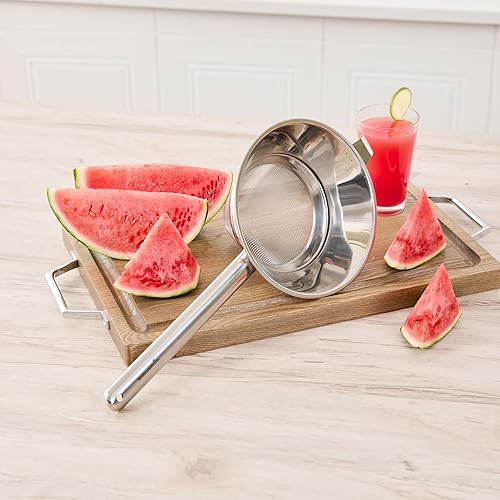 Miniatura 6 de Restaurantware Chinois - Colador de acero inoxidable de 8 pulgadas con malla extrafina para salsas, caldos, sopas, caldos, tamizado, herramientas de