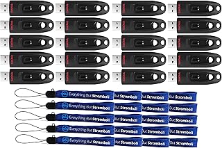 SanDisk Ultra 3.0 Flash Drives 16GB (20 Pack) Bulk Pack USB Drives for Offices, Schools, Computers, Laptops - SDCZ48-016G-U46 Bundle with (20) Everything But Stromboli Lanyards