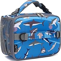 Vista 24 de FlowFly Lonchera para niños, bolsa de almuerzo escolar aislada y duradera con correa para el hombro y soporte para botellas, lonchera térmica