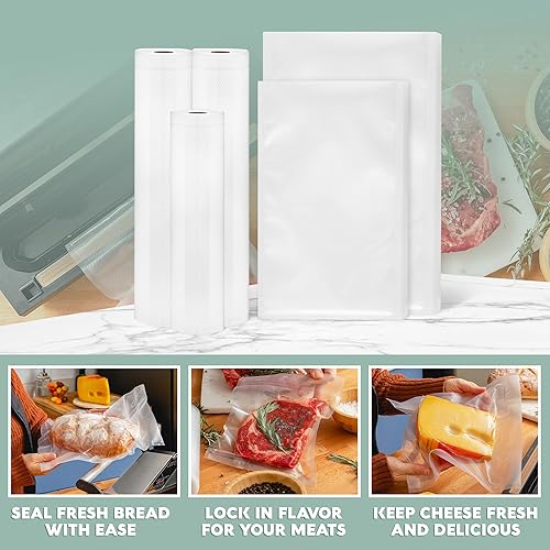 Miniatura 6 de Avid Armor Bolsas y rollos selladores al vacío, resistentes, sin BPA, precortados y de tamaño personalizado para almacenamiento de alimentos,