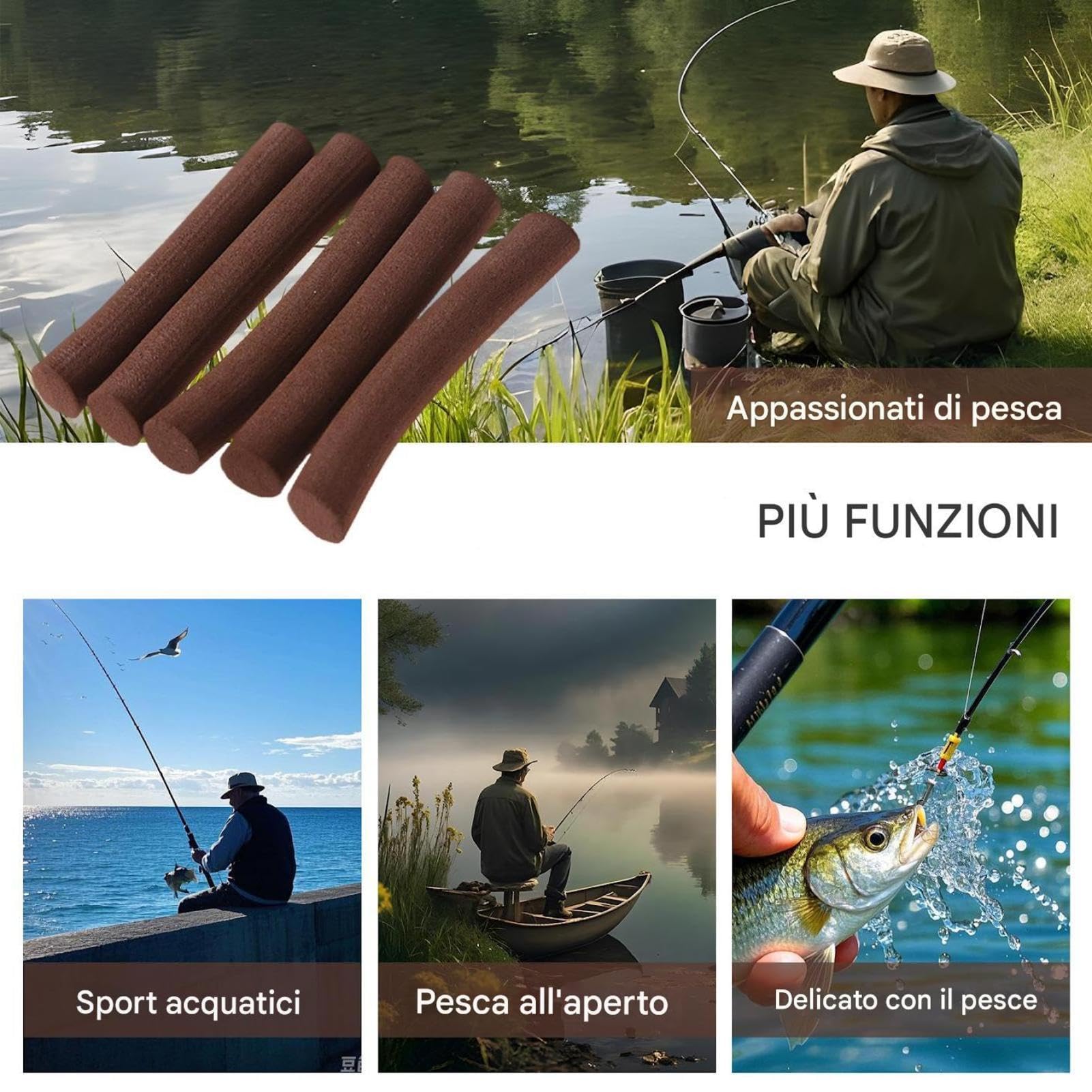 Bastone Galleggiante Da In Schiuma EVA – 5x Materiale Cilindrico Per Impianto Di Galleggiamento, Cilindro In Schiuma Leggero Per Supporto Esca Per Amo Da, Accessorio Durevole Per Legare La